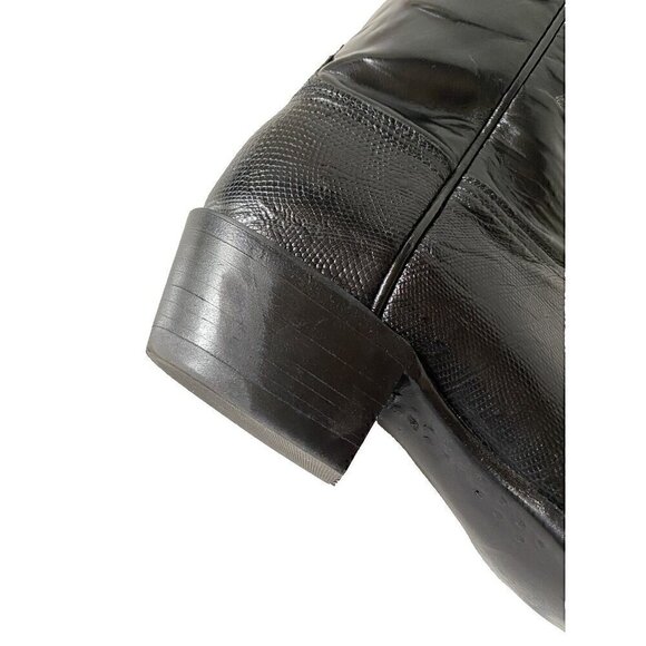 Lucchese Embroidered Texas Star Exotic Lizard Boots Mens 9.5B Black USA main image 5